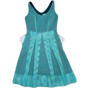 New York & Company ~Woman Size 6~ Light Green Fit/Flare Perforated  Dress Lined.